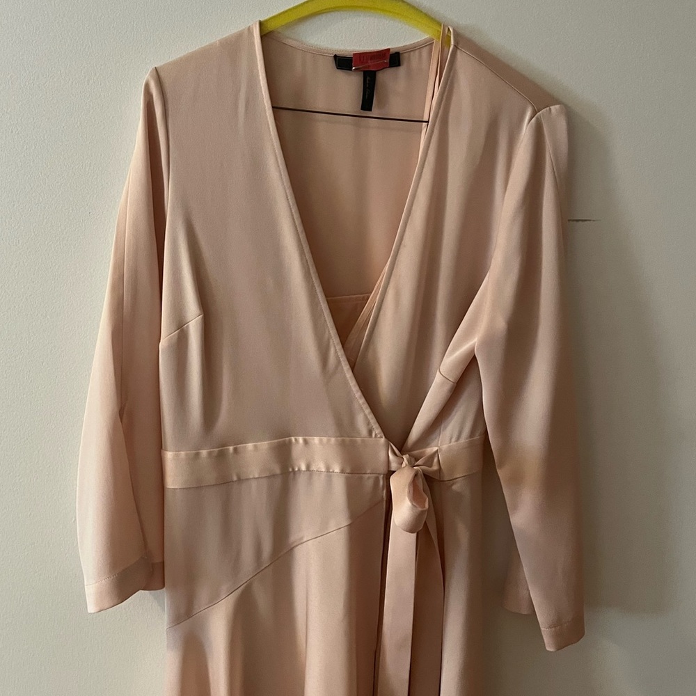 Pink asymmetrical wrap dress